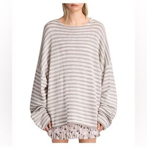 ALLSAINTS  Cotton Mohair Oversized Striped Crew Neck Jumper Size XS/S